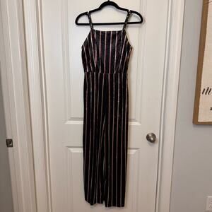 Sadie & Sage Black Jumpsuit with Timeless Stripes NWOT